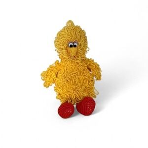 Handmade Yarn Big Bird Plush Toy – Crochet Sesame Street Style – Vintage